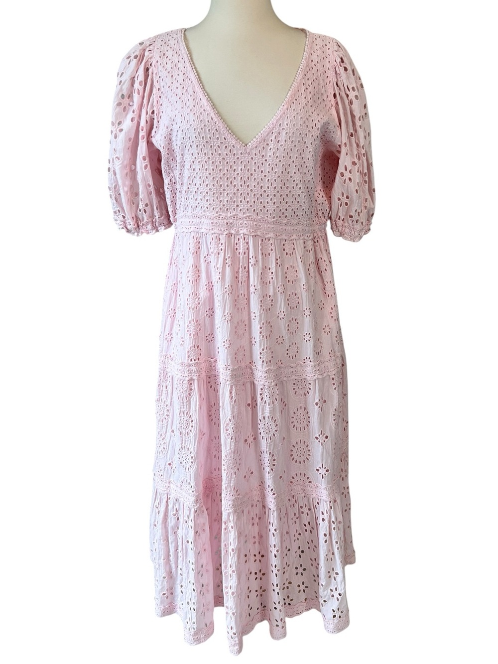 GRETCHEN SCOTT Pink Eyelet Mary Weathered Midi/Maxi Dress - La Di Da